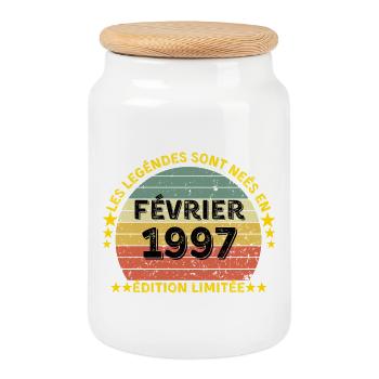 Les Légendes nées février 1997 édition limitée - Boîte à biscuits avec couvercle en bois - blanc - Devant