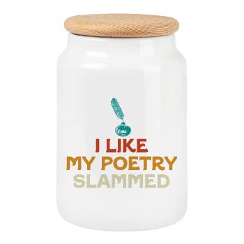 I Like My Poetry Slammed - Cookie Jar with Wooden Lid - white - Front