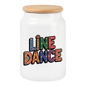 Line Dance Lettering for Dancers & Country Fans - Cookie Jar with Wooden Lid - white - Front