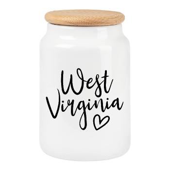 West Virginia Heart Women's Love West Virginia - Cookie Jar with Wooden Lid - white - Front