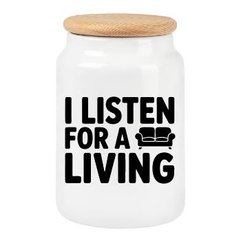 Psychotherapy - I listen for a living - Cookie Jar with Wooden Lid - white - Front