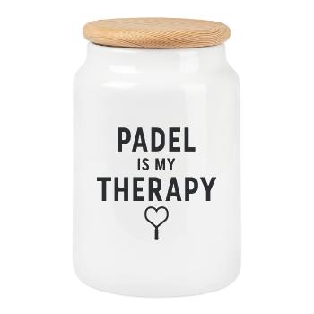 Padel is my Therapy Athlete Passion Style - Cookie Jar with Wooden Lid - white - Front