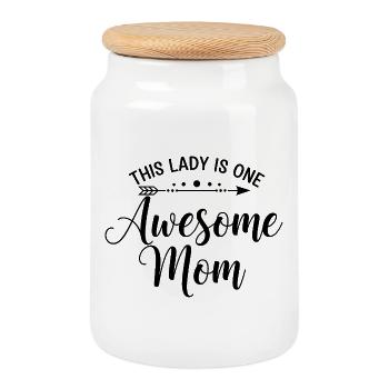 Cette dame est un super cadeau maman maman - Boîte à biscuits avec couvercle en bois - blanc - Devant