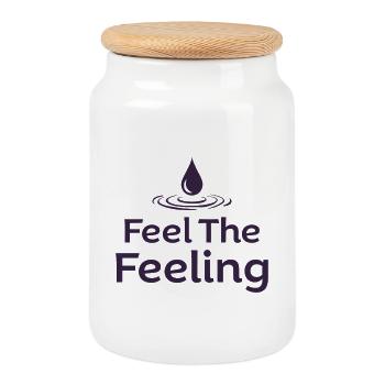 Feel the Feeling Mindfulness Water Drops - Cookie Jar with Wooden Lid - white - Front