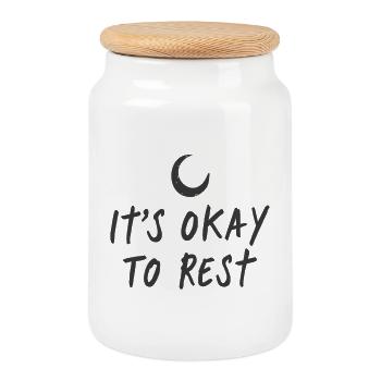 It’s Okay to Rest Mondsichel Lettering - Keksdose mit Holzdeckel - Weiß - Vorne