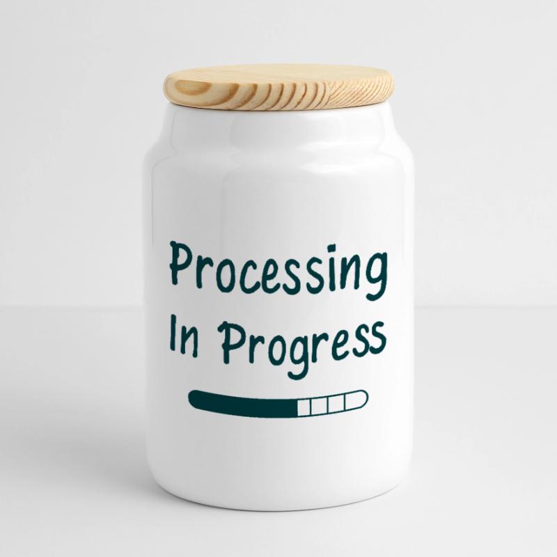 Processing In Progress Loading Bar Statement Cookie Jar with Wooden Lid