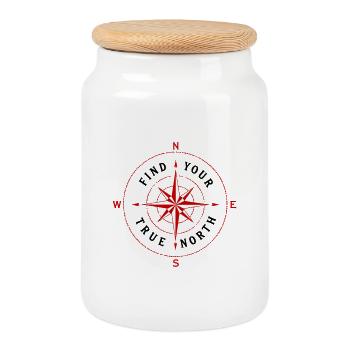 Find Your True North Kompass Kompassrose Symbol - Keksdose mit Holzdeckel - Weiß - Vorne