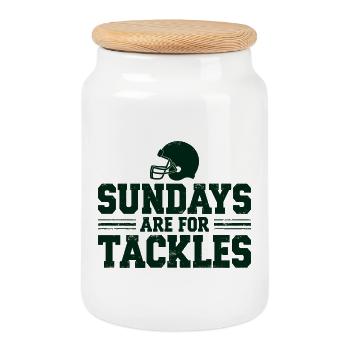 Sundays are for Tackles Football Fan Sport - Keksdose mit Holzdeckel - Weiß - Vorne