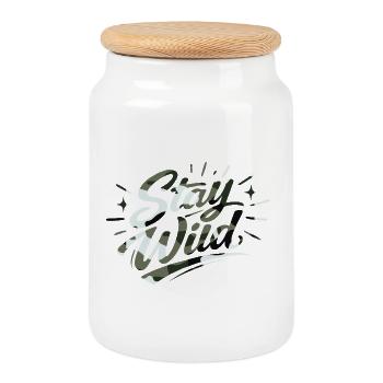Stay wild  - Keksdose mit Holzdeckel - Weiß - Vorne