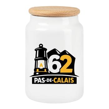 62 Pas de Calais Emblème - Boîte à biscuits avec couvercle en bois - blanc - Devant