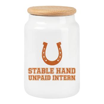 Stagiaire non rémunéré d’écurie - Boîte à biscuits avec couvercle en bois - blanc - Devant