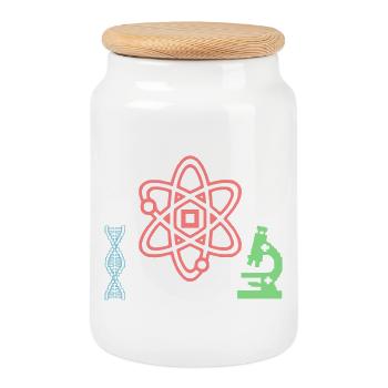 Wissenschaft Set Atom DNA - Keksdose mit Holzdeckel - Weiß - Vorne