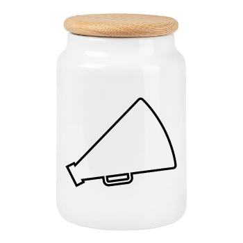 Megaphone Cheerleader - Cookie Jar with Wooden Lid - white - Front