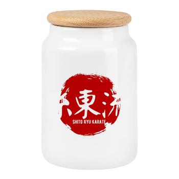 Shito Ryu Karate Kanji Martial Art - Boîte à biscuits avec couvercle en bois - blanc - Devant