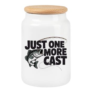 Juste une dernière phrase de pêche à lancer pour les pêcheurs et les pêcheurs - Boîte à biscuits avec couvercle en bois - blanc - Devant