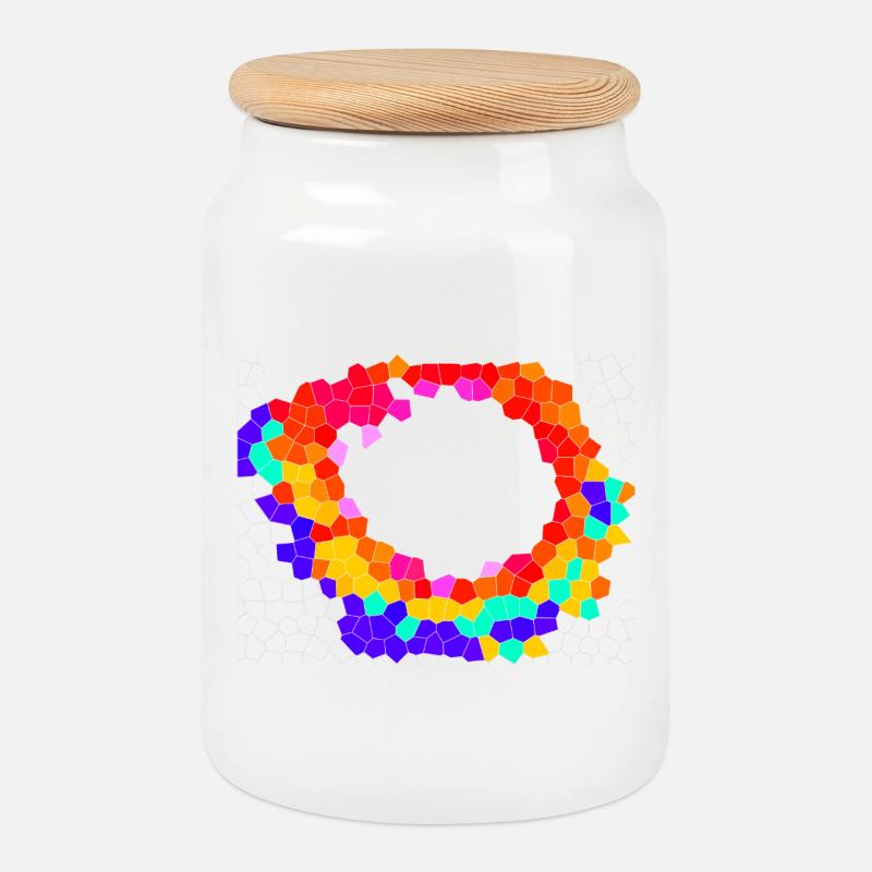 Voronoi Mosaic Orbit - Keksdose mit Holzdeckel - Weiß