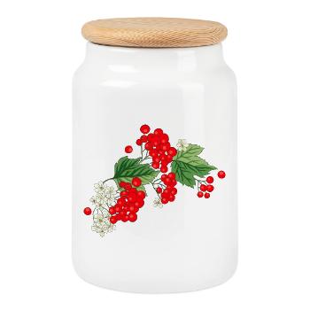 Kalyna ukrainienne - Baies rouges et traditionnel - Boîte à biscuits avec couvercle en bois - blanc - Devant