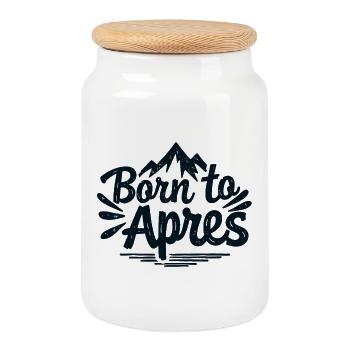Born to Apres Ski Berge Wintersport Party - Keksdose mit Holzdeckel - Weiß - Vorne