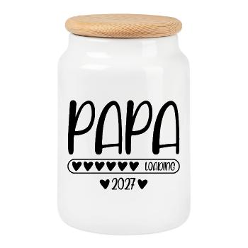 Papa 2027 loading - Cookie Jar with Wooden Lid - white - Front