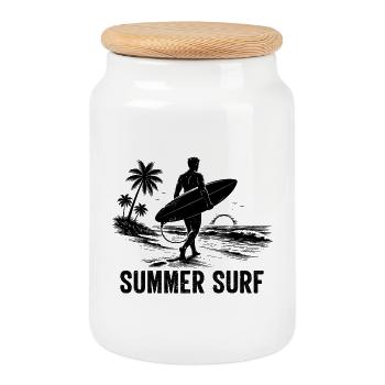 Profitez des vagues d’été dans Blue Paradise - Boîte à biscuits avec couvercle en bois - blanc - Devant