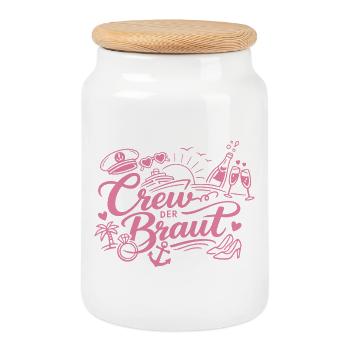 Crew of the Bride – Bachelor Party Cruise - Cookie Jar with Wooden Lid - white - Front