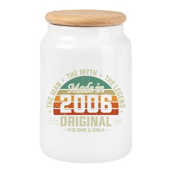 Anniversaire original Vintage 2006 Né Rétro - Boîte à biscuits avec couvercle en bois - blanc - Devant