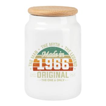 Original 1966 Jahrgang geboren Retro Geburtstag - Keksdose mit Holzdeckel - Weiß - Vorne