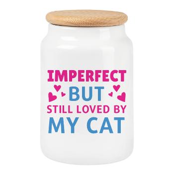 Imperfect loved by cat - Keksdose mit Holzdeckel - Weiß - Vorne