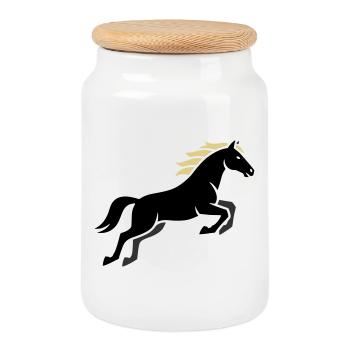 Noble Horse Mane Equestrian - Boîte à biscuits avec couvercle en bois - blanc - Devant