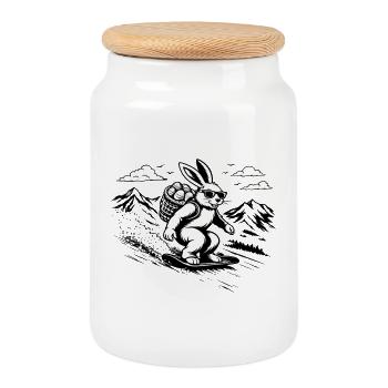 Snowboard Hase Osterhase Cool Easter Vibes - Keksdose mit Holzdeckel - Weiß - Vorne