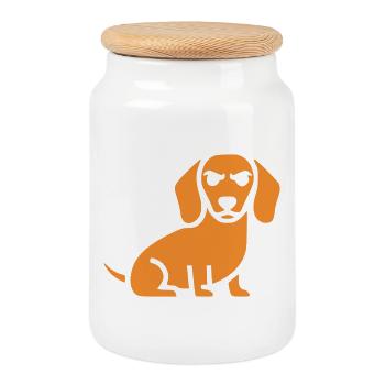 Dackel Hund Flat Design - Keksdose mit Holzdeckel - Weiß - Vorne
