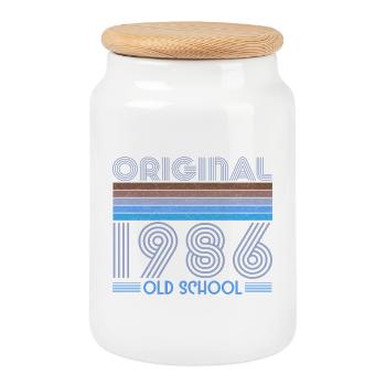 ORIGINAL 1986 OLD SCHOOL 40th Birthday - Cookie Jar with Wooden Lid - white - Front
