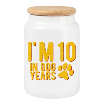 I'M 10 In Dog Years Circa 70 Years Funny Birthday - Cookie Jar with Wooden Lid - white - Front