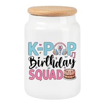 K-Pop Birthday Squad - Keksdose mit Holzdeckel - Weiß - Vorne