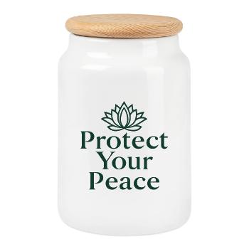 Protect Your Peace Lotusblume Yoga Meditation - Keksdose mit Holzdeckel - Weiß - Vorne