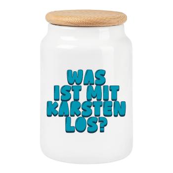 Was ist mit Karsten los? - Keksdose mit Holzdeckel - Weiß - Vorne