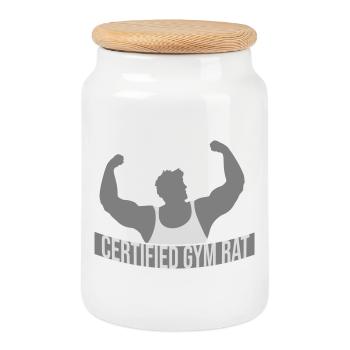 Certified Gym Rat Funny Fitness Training Saying - Cookie Jar with Wooden Lid - white - Front