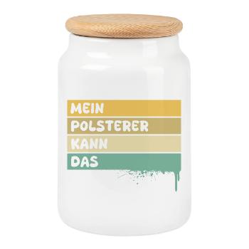 Handwerker Polsterer - Keksdose mit Holzdeckel - Weiß - Vorne