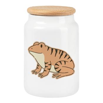 crapaud orange à rayures rétro rayures Tigrée - Boîte à biscuits avec couvercle en bois - blanc - Devant