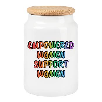 Empowered Women Support Women Rainbow - Cookie Jar with Wooden Lid - white - Front