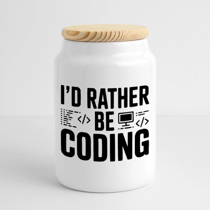 Je préfère coder Boîte à biscuits avec couvercle en bois