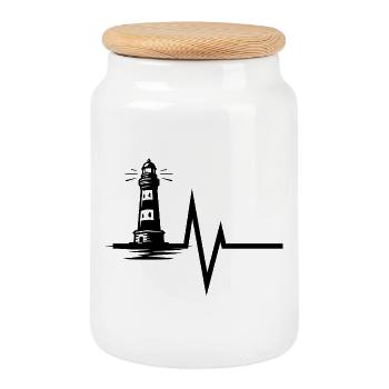 Battement de cœur du phare - Boîte à biscuits avec couvercle en bois - blanc - Devant