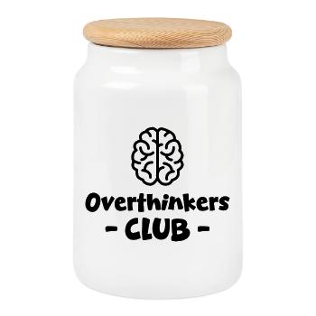 Overthinkers Club black - Cookie Jar with Wooden Lid - white - Front