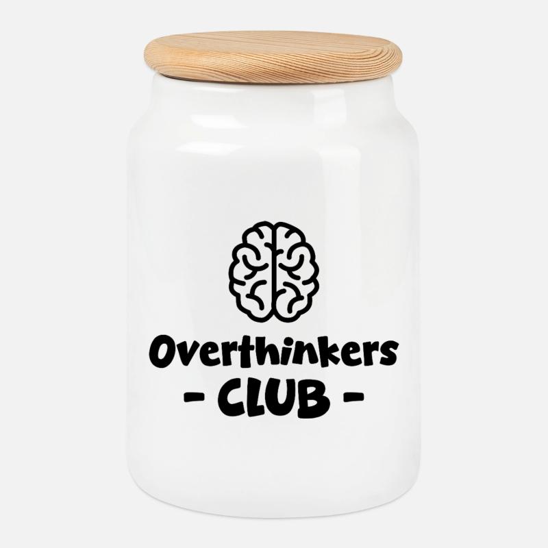 Overthinkers Club schwarz - Keksdose mit Holzdeckel - Weiß