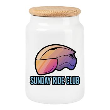 Sunday Ride Club Gradient Helm - Keksdose mit Holzdeckel - Weiß - Vorne