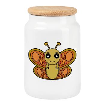 Sunny Chibi Butterfly - Cookie Jar with Wooden Lid - white - Front
