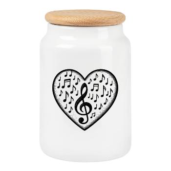 Musique Clé de cœur son d’amour - Boîte à biscuits avec couvercle en bois - blanc - Devant