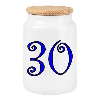 30. 30 JAHRE. 30-JÄHRIGES JUBILÄUM. 30-JÄHRIGES JUBILÄUM. - Keksdose mit Holzdeckel - Weiß - Vorne
