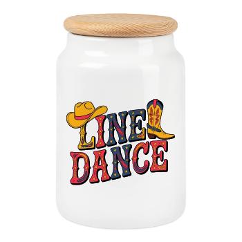 Illustration western de danse en ligne - Boîte à biscuits avec couvercle en bois - blanc - Devant