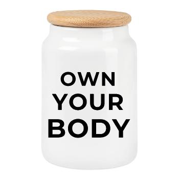 Own your body - Calisthenics - Cookie Jar with Wooden Lid - white - Front